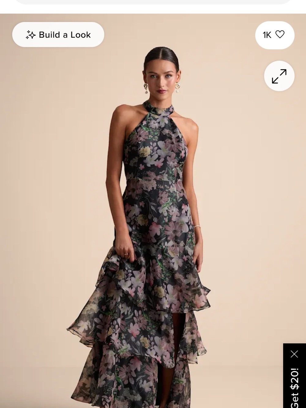 Lulu's Black Multi Floral Halter Tiered Maxi Dress